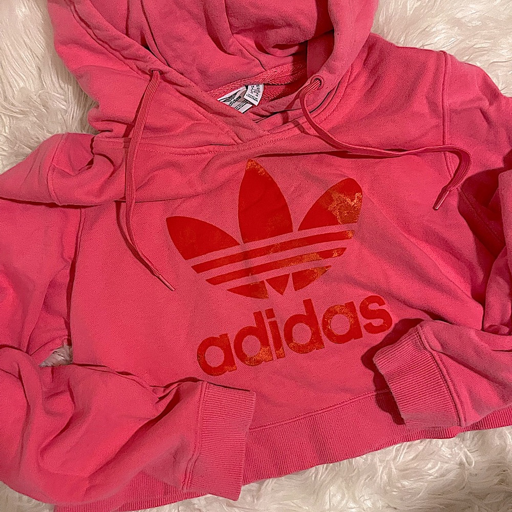 Adidas Crop Hoodie with velvet label design